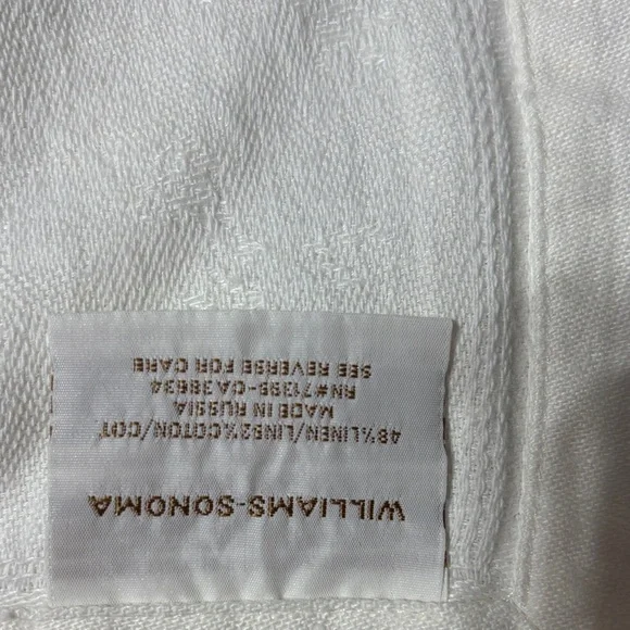 Williams Sonoma white textured linen cotton square napkin linens table setting - Picture 3 of 3